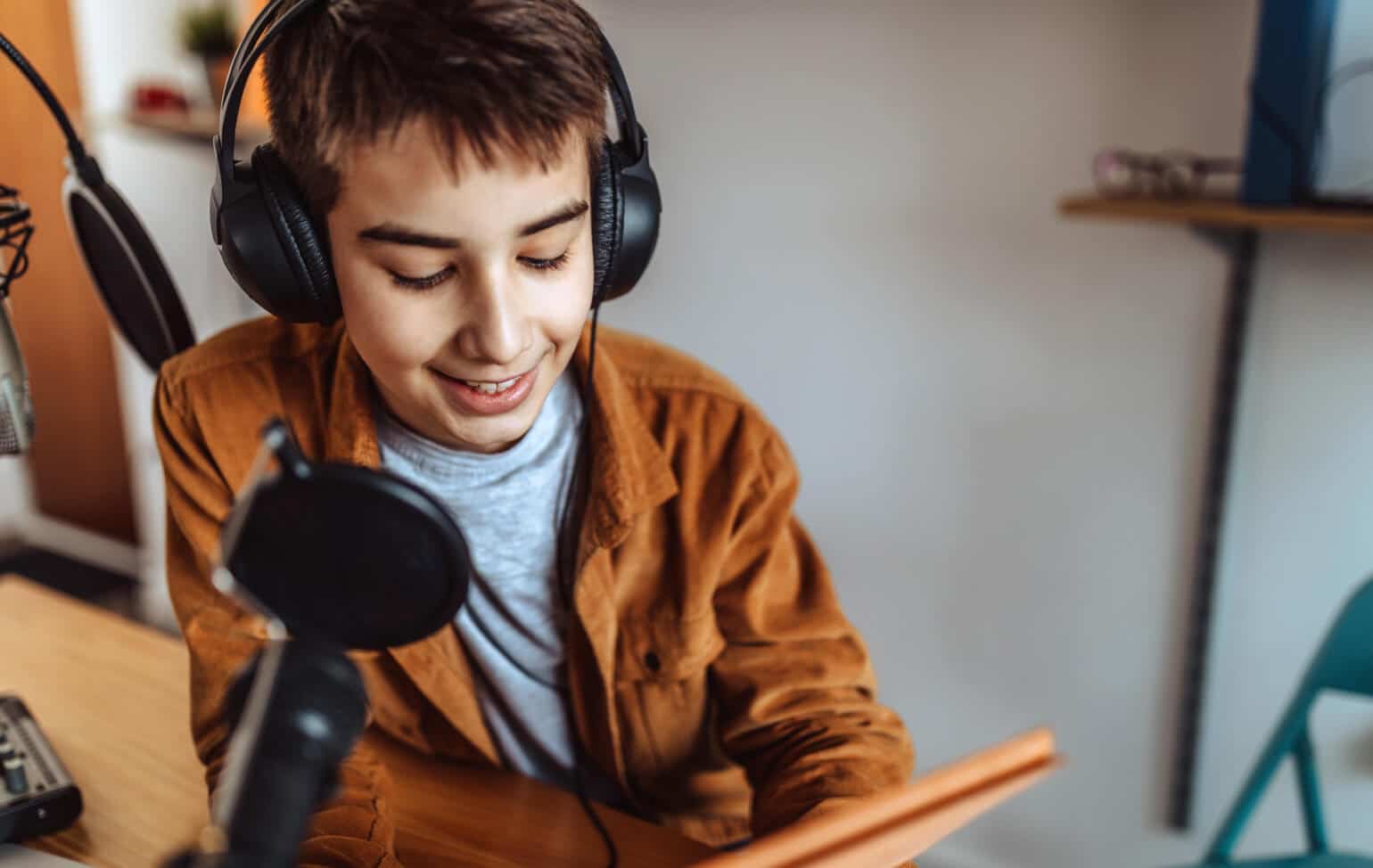 Student practicing voice acting