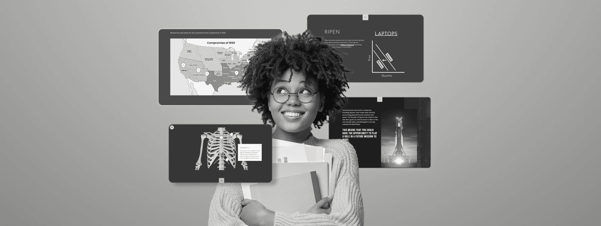 Student looking at course options