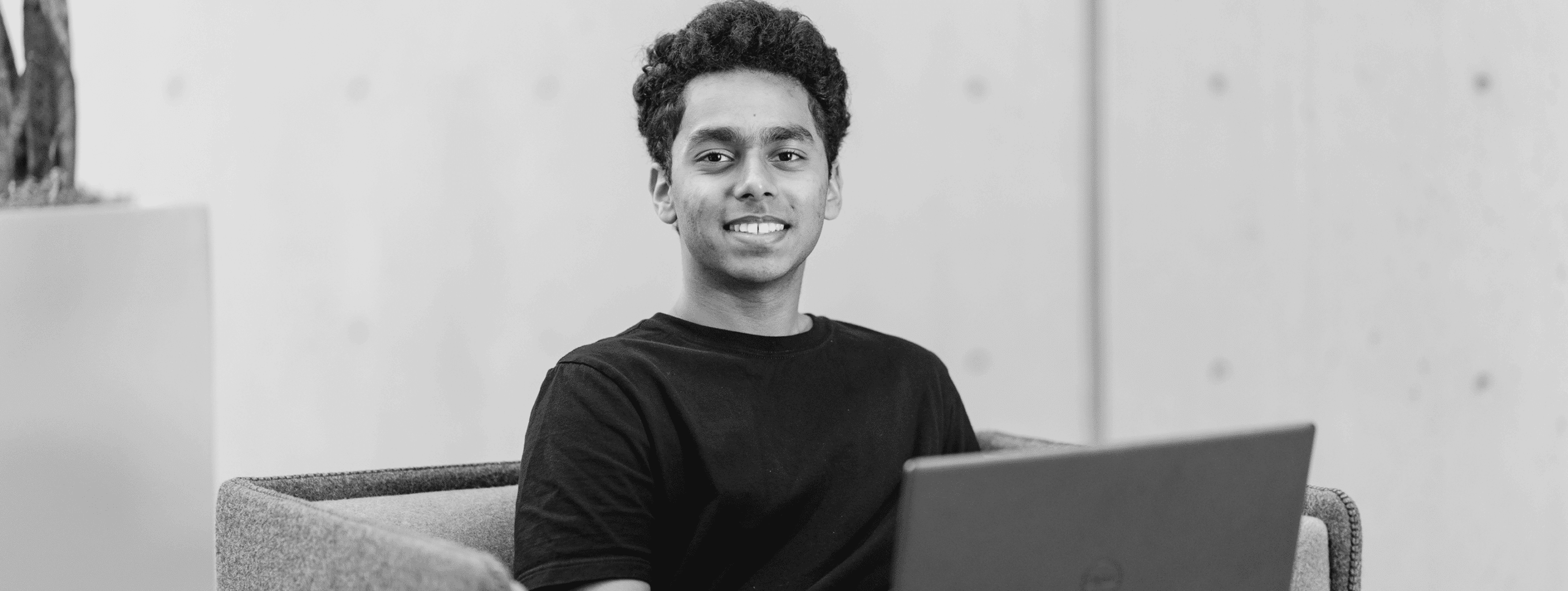 Online student on his laptop