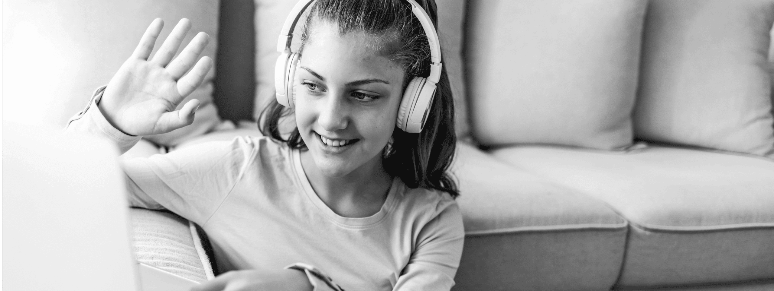 Student at home learning in live session