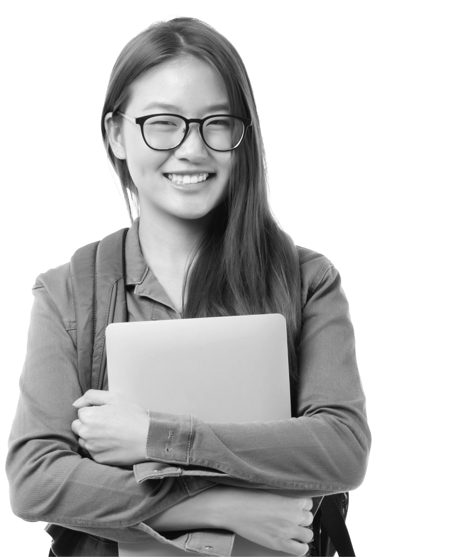 smiling teen girl with laptop