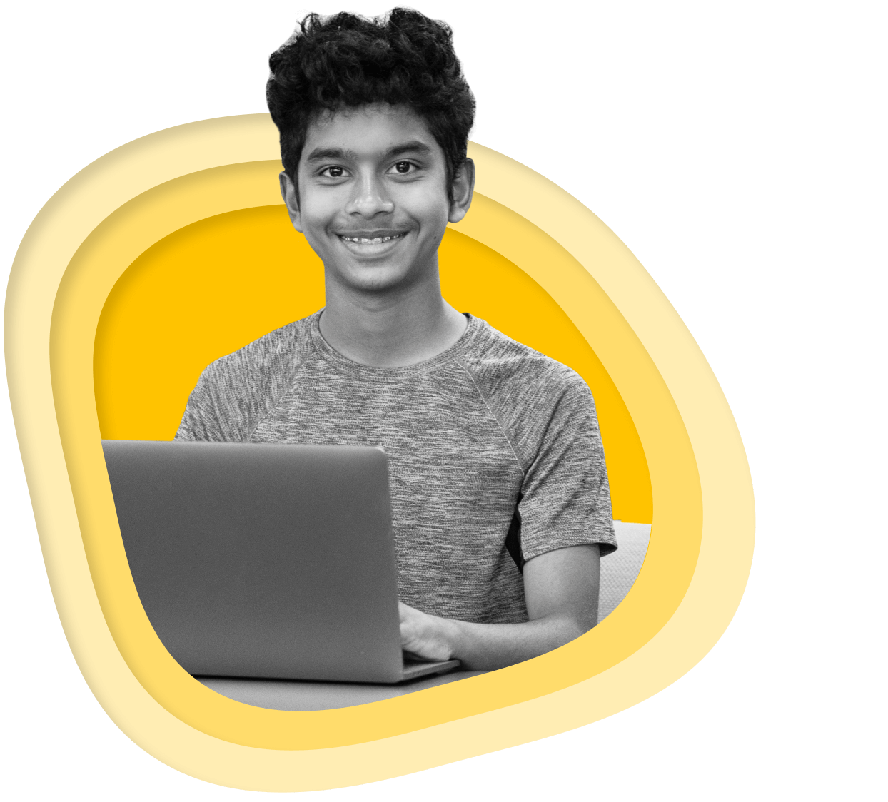 Smiling student on laptop