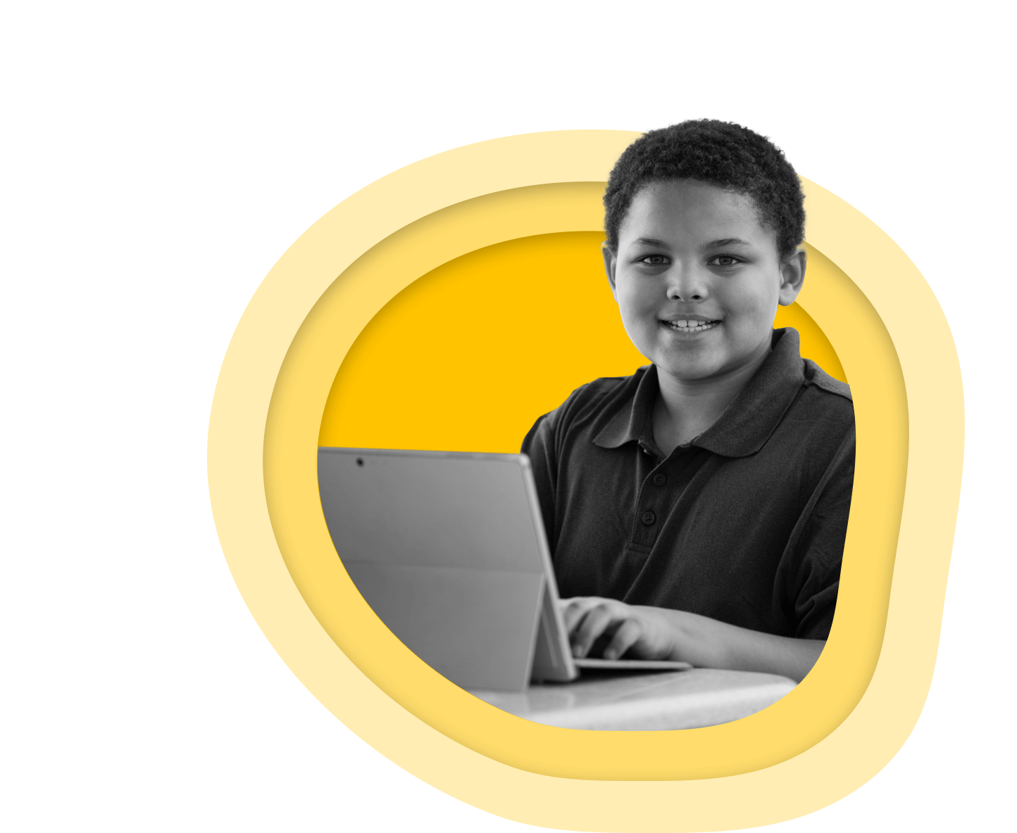 Middle school boy on laptop