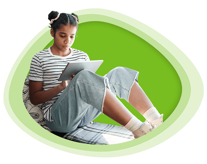 Student learning on a tablet